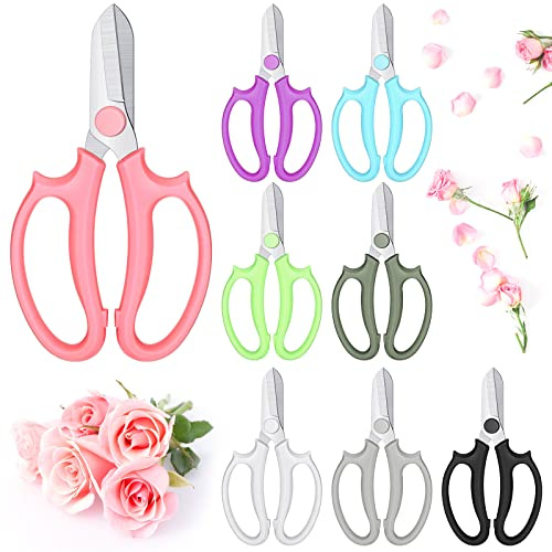 Kigeli 8 Pieces Garden Flower Scissors Floral Shears Garden Pruning Shears with Comfortable Handles for Flower Arrangement Fruit Picking Trimming Household (Multicolor)