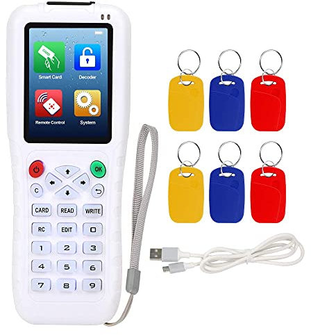 FTSTech Lector de Tarjetas RFID Copiadora con Función de Decodificación Completa IC/ID Writer Duplicador Admite Casi Todas Las Tarjetas de Copia en Blanco,con 6 Teclas de Frecuencia Dual
