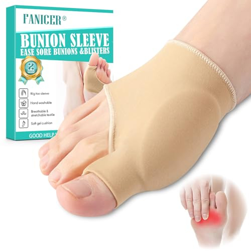 gelpretty 1 Paia Protezione per Alluce Valgo, Beige Correttore Alluce Valgo, Silicone Calzini Alluce Valgo per Alleviare il Dolore, Separatore Dita Piede, Tutore Alluce Valgo, Fascia per Alluce