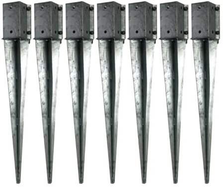 7 x Fence Post Holder 75mm posts Support Drive Down Spike Clamp Grip Galvanised for 75mm x 75mm posts, 750mm spike (3 x 30) Eliza Tinsley Swiftpost, Pack of 7