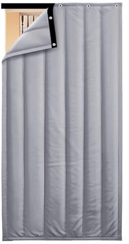 SePkus PU Leather Soundproof Curtains Noise Cancelling Thermal Insulation Drapes Blackout Room Dividers, Doorway for Front Door Bedroom Privacy Panel Interior Temporary Cover (Gray 80cmx210cm)