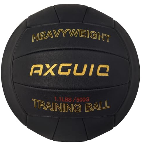 AXGUIQ 1.1LBS Weighted Volleyball - Heavy Weighted Volleyball Training Practice Equipment, Microfiber Leather Soft Grip Durability Serve Trainer Size 5 Setter Training (Deflated)