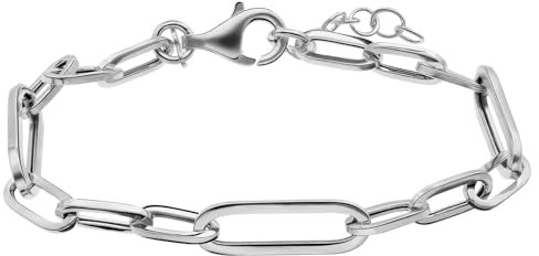 Lucardi - Damen Büroklammer-Armband, 925 Silber - Armband - 925 Silber - Silberfarbig - 21 cm - Nickelfrei