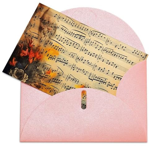 DJUETRUI Grußkarten, Vintage-Musiknoten, Dankeskarte mit Umschlägen, blanko, Happy Birthday Karte für alle Anlässe, Geburtstag, Dankeschön, Hochzeit, Urlaub, Partys, 10,2 x 15,2 cm