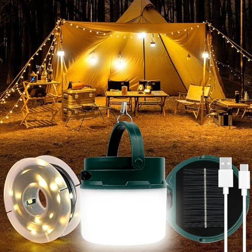 Annefly Camping String Light 2 in 1 Solar & USB Rechargeable Camping Lantern with 2 Lighting Levels & SOS Mode Waterproof Tent Lights for Camping, Hiking, Trips | Waterproof Camping Fairy Lights with 8 Lighting Modes & SOS Mode for Camping, Tent, Hiking, Trips