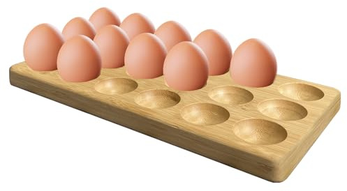 Portauova in Bambù per Bancone - Vassoio per Uova da 18 Uova in Stile Fattoria Impilabile, Organizzatore da Cucina per Frigorifero o Decorazione da Banco per Uova di Pollo, Quaglia, Anatra e Tacchino