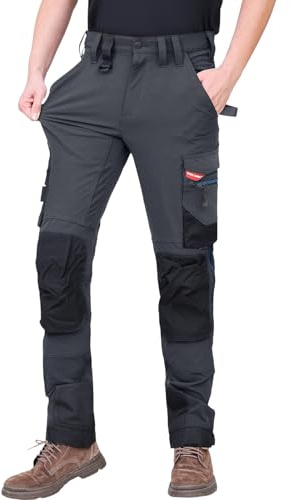 WORK IDEA Herren Slim-Fit Stretch Arbeitshose: Kritische Stoffbereiche aus Cordura – strapazierfähige Eleganz für vielfältige Arbeitsanforderungen.