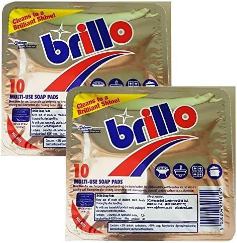 Brilllo Multi-Use Soap Pads 10pcs (Pack of 2) | Heavy-Duty Scrubbing | Pre-Loaded with Soap | Ideal for Tough Grease and Grime | Multi-Surface Cleaning | Rust & Stain Removal for Kitchens & Outdoors