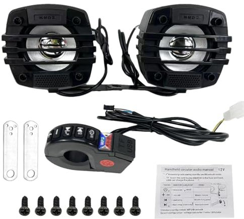 Radio per moto, Amplificatore audio Hi-Fi, Impianto stereo per moto, Impianto audio per moto | Altoparlanti resistenti alle intemperie e amplificatore radio per montaggio su manubrio | Amplificatore a