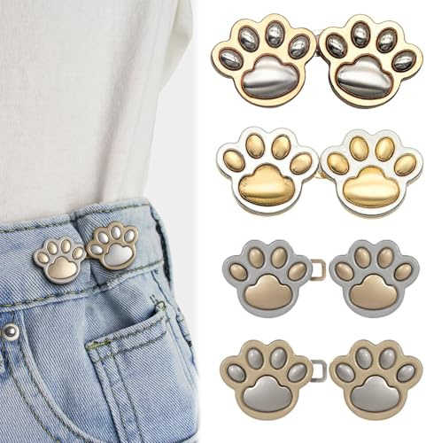 Katzenkralle Jean Knopfnadeln, 4 Sets Verstellbare Nagelfreie Taillenschnallen Taillenschnallenverlängerung, Hosen Enger Machen Clip, Jeans Taillenstraffer Hosenknopf Zum Enger Machen
