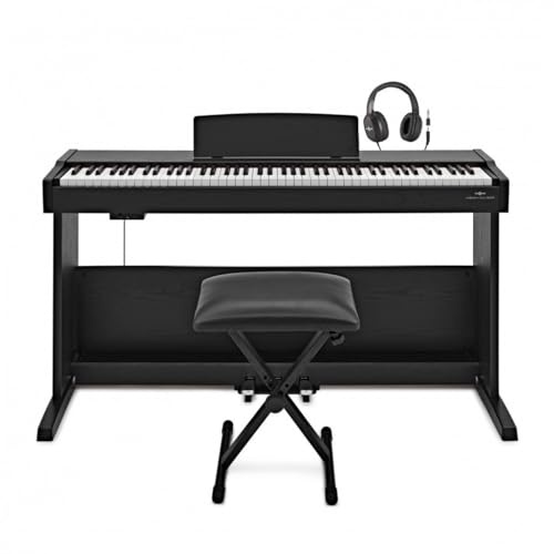 VISIONKEY-500 88-Tasten-Digitalpiano USB MIDI mit Hocker und Kopfhörer | 88 Hammermechanik-Tasten mit 3-Pedal-System, 10 Hochwertige Klänge, App-Konnektivität, Hocker