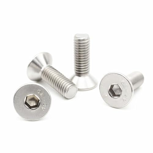 DEPYEE 10 Stück M2 M2,5 M3 M4 M5 M6 M8 M10 M12 M16 Sechskant-Innensechskant-Senkkopfschraube Flachkopfschrauben 304 Edelstahl DIN7991(8mm X10pcs,M5)