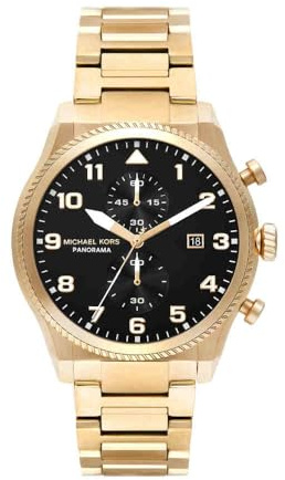 Michael Kors Panorama Watch for Men, 44mm Quartz multifunctional movement with Stainless steel strap
