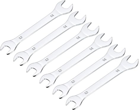 QUARKZMAN Chiave a Bocca Sottile, 12mm x 14mm in Acciaio al Carbonio ad Alta Resistenza Placcato in Cromo Specchio Metrico, Chiave per Manutenzione Domestica e Riparazioni Generali, 6Pz