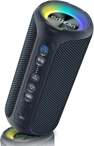 Ortizan 40W Bluetooth Speaker X8Pro with Voice Assistant & Strap, Portable Speakers Wireless Bluetooth 5.3 with RGB Light, Loud Volume & Enhanced Bass, IPX7 Waterproof, 30H Play, 3 EQ Modes,Aux/TF/TWS
