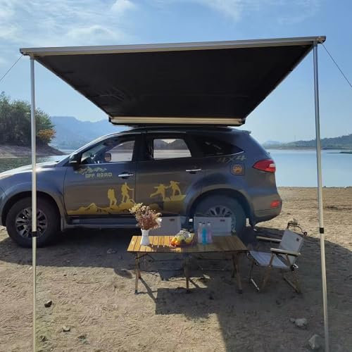 Caravan Sun Canopy，Waterproof Awnings，Car Camping Tent，Car Overlanding Awning Pull-Out Vehicle Shades, Side Awning Shelter，Retractable Car Side Awning, For SUV/Truck/Van(160X250cm/5.2X8.2ft)