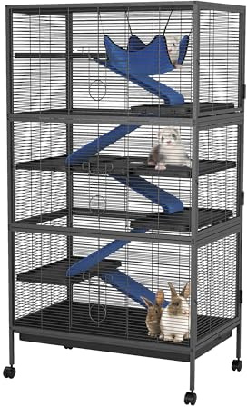 GarveeHome Kleintierkäfig 150 cm H 6 Etagen Critter Nation Käfig mit Rampen, Plattformen und Tablett, rollender Lagre Metall Frettchenkäfig für Chinchilla, Katze, Hamster, Meerschweinchen, Kaninchen