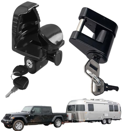 Cerradura de enganche con llaves – Caja de seguridad antirobo para autocaravana, dispositivo de seguridad antirrobo reforzado para embarcaciones Camping-Car Kayak y Vehículo Náutico