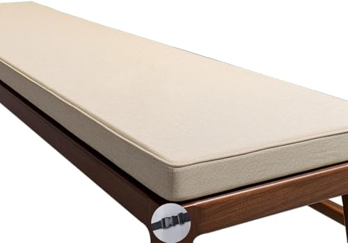 Indoor/Outdoor Bench Cushion - 120cm/150cm/100cm/90cm x 40cm/35cm/30cm - Non-Slip Seat Pad for Bay Windows, Garden Patio, Long Chairs, Swings & Porch Furniture with Zipper(Light beige,120x40cm/47x16in