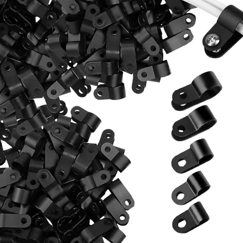 240 pezzi R Tipo supporto cavo parete, pinze per cavi parete, pinze per cavi nero, sollevamento della trazione per cavi per ufficio scrivania casa cavo auto gestione dei cavi 5 dimensioni