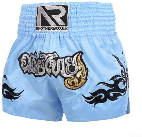 Yhenlovtt Short d'entraînement MMA, Muay Thai, avec taille élastique, pour homme et femme, combat, sport, fitness (bleu-M)
