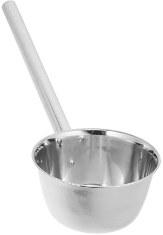 Alipis Cazo de Sopa de Acero Inoxidable con Mango Corto Grueso Cucharón Multiusos para Cocina y Restaurante Resistente y Fácil de Limpiar