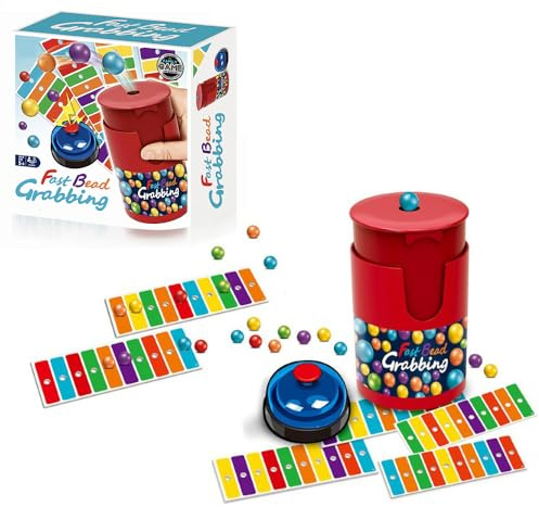 Suffolly Match Color Bingo Game Set,Fast Bead Grabbing Game,Color Line Board Game,90 Beads & 6 Code Cards, 1 Bell & Bead Can,Improve Color Cognition, Reaction Speed & Hand-Eye Coordination