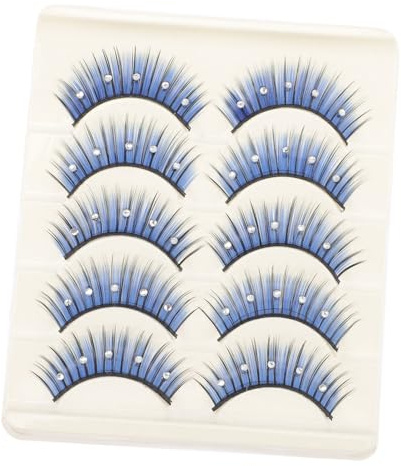 MOTHNUR Farbige Falsche Wimpern Mit Strasssteinen 5 Paar Künstliche Wimpern Für Cosplay Festival Karneval Bühne Und Alltag Einfach Anzuwenden