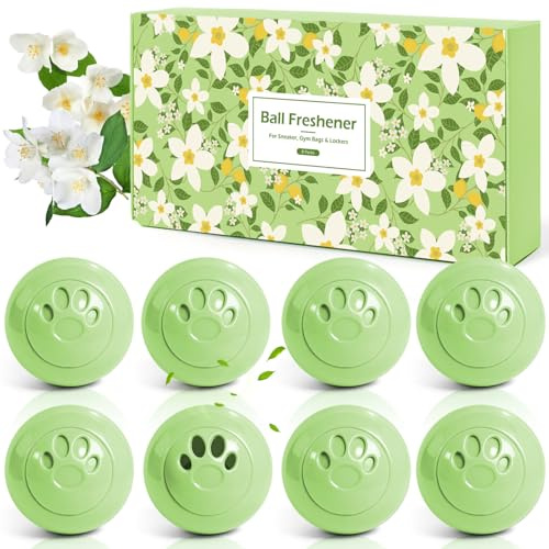 Scent-Hi Desodorierungsbälle für Turnschuhe, Schließfächer, Sporttaschen, Schuh Deo, Ideal auch für Häuser, Büros, Einfaches Twistlock - Frischer Jasmin 8er-Pack