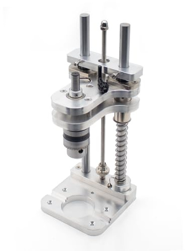 LeTkingok Soporte Vertical para Taladro para Carpintería, Placa Doble de Aleación de Aluminio con Eje Niquelado