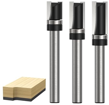 Set di 3 frese per filare, coda 8 mm, Ø 12 mm, fresa da copiare con cuscinetto a sfere intercambiabile, fresa a a filo per fresatrice
