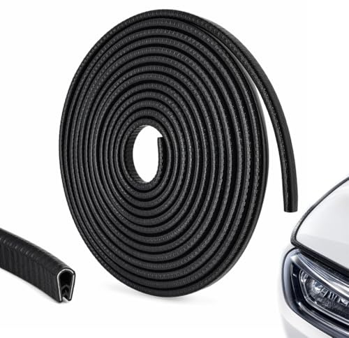 Car Door Edge Protector 5M (16Ft) Universal Fit Rubber U Shape Edge Guards Black Trim for Sedan Truck SUV Automotive Door Sill Protector Anti-Scratch Noise Reduction