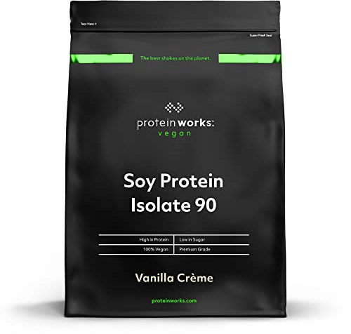 Protein Works - Vegan Soy Protein, Premium Soy Protein Isolate, Low Fat, No Added Sugar, 27g Protein, 100% Plant-Based Nutrition, Vanilla Crème, 66 Shakes, 2kg