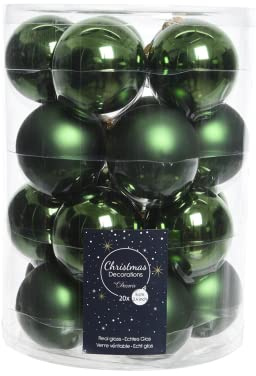 20 Weihnachtskugeln Glas 6 cm ( grün / piniengrün ) // Weihnachtskugeln Baumschmuck Dekokugeln Baumkugeln Christbaumkugeln Christbaumschmuck
