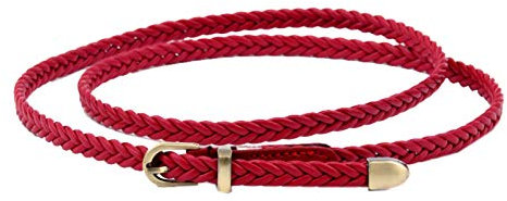 WSLCN Damen Gürtel Dekorative Schmal Boho Flechtgürtel Waist Belt Rot 99 * 0.8cm (L*B)