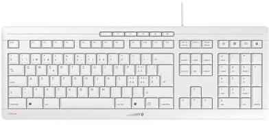 CHERRY Stream Keyboard, Clavier Filaire, Disposition Suisse (QWERTZ), Frappe silencieuse, Sensation de Frappe Unique, Design Plat, Blanc grisé