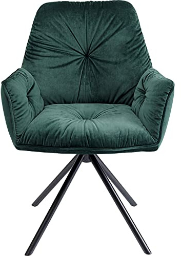Kare Design Armlehnstuhl Mila, Grün, Esszimmerstuhl, Armlehnstuhl, Samtoptik, Stahlbeine, handgearbeitet, 89x60x65 cm (H/B/T)