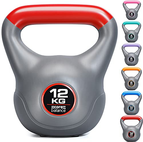 Core Balance Vinyl Kettlebell | Strength & Endurance Training, Wide Ergonomic Handle, Vinyl-Coated Cement Core, Flat Anti-Slip Base, Colour-Coded Weight
