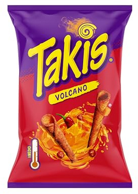 Takis Chips Box - 3 x 90gr Takis queso volcano. Hot Chilli Pepper Tortilla Chips. Party Mix Snack