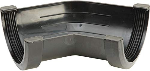 (135 Degree Angle) Individual Components of Hunter Miniline guttering for Sheds, Conservatory, Porch, Garage, Outbuilding Using 76mm Guttering and 50mm Downpipe Systems. Full Range of Items in Black.