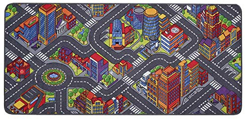 Primaflor Interaktiver Kinderteppich - 95 x 200 cm, Big City, Made in Europe mit Straßenmotiv, Hochwertiger Straßen-Teppich für Kinderzimmer, für Jungen & Mädchen