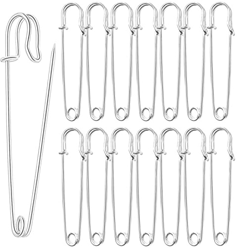 Urmspst Sicherheitsnadeln (Aufgerüstet), 10cm Große Sicherheitsnadel,15 Stück, für Kleidung,Leder,Segeltuch,Decken, Basteln, Extragroße Sicherheitsnadel, Robuste Sicherheitsnadeln(Silberfarbe)