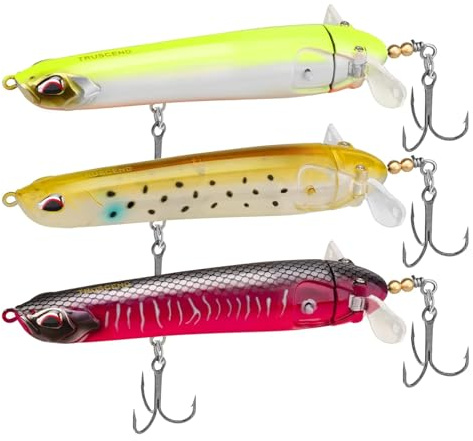 TRUSCEND Easy Catch Popobait mit BKK-Haken, Perfektes Gleichgewicht aus Schall, Spritzer & Schwimmen, Whopper Plopper Oberfläche Angelköder, Topwasser-Plopper-Köder für Barsch, Zander, Forelle, Hecht