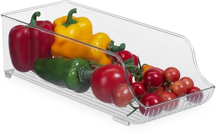 Relaxdays Organizador Nevera, Almacenaje Alimentos Frigo, 10,5 x 14 x 35 cm, Cajón Organización Despensa, Transparente
