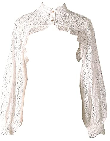 JDYaoYing Blusa corta de manga larga con cuello de dickey desmontable, cuello falso para mujer, Blanco12, 52