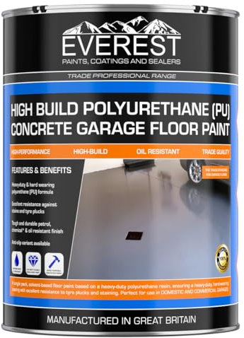 Everest Trade - High Build Polyurethane (PU) Resin Based Garage Floor Paint (Red, 5 Liters)