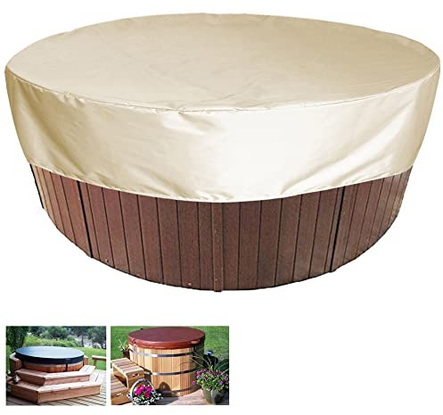 XVBVS Runde SPA-Abdeckungen für Whirlpool-Abdeckung, wasserdichte Anti-UV-Whirlpool-Schutzabdeckungen mit Kordelzug, Tragbare Staubdichte Pool-Abdeckung (Color : Beige, Size : 190 * 30cm)