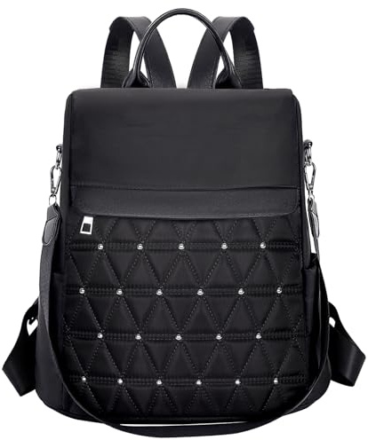 Eshow Rucksack Damen Klein, Kleiner Rucksack Damen Leicht, Damen-rucksackhandtaschen Elegant, Cityrucksack diebstahlsicher Mittelgroß, Mini Backpack Women Modern zur Schule Arbeit Reise, Schwarz
