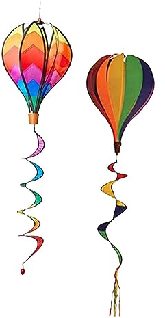 Abaodam 2stücke Heißluftballon Wind Spinner Rotierende Windsack-heißluftballon Garten Außendekor Ornament Für Balkon Fenster Terrasse