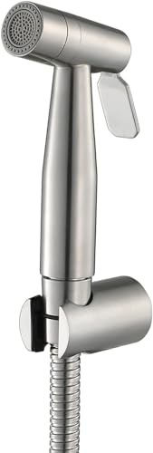 Brushed Nickel Bidet Hand Shower Sprayer Stainless Steel Toilet Bathroom Bidet Set Cold Water Handheld Bidet Sprayer with Hose Hand Bidet Sprayer Wall Mount Cloth Diaper Sprayer
